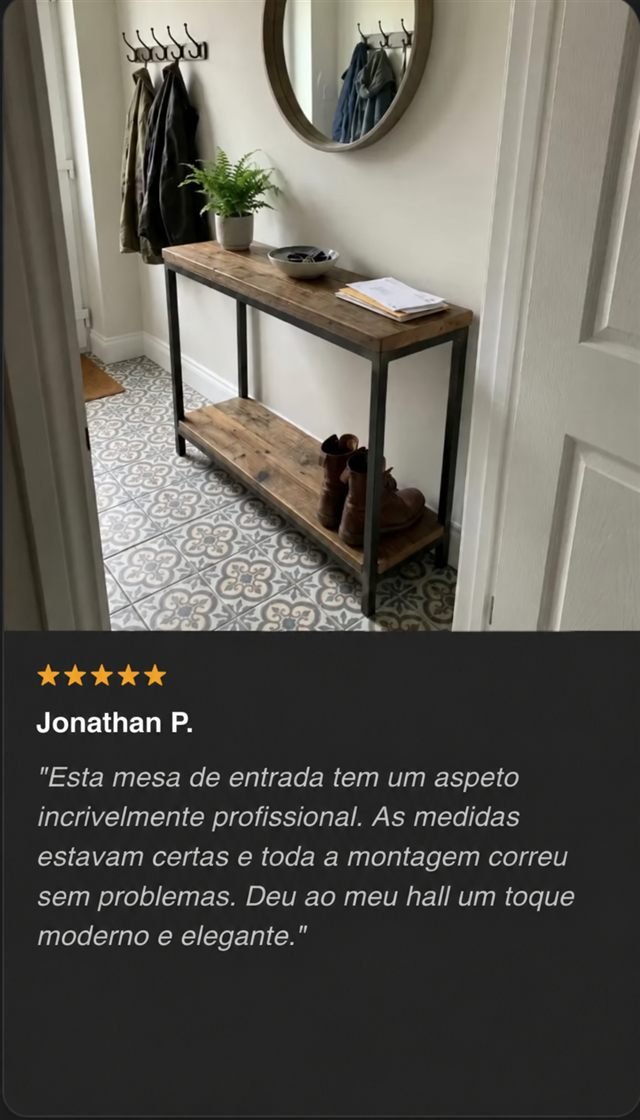 Avaliação de cinco estrelas de Jonathan P. sobre uma mesa de entrada