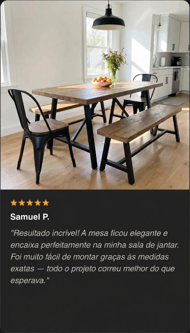 Avaliação de cinco estrelas de Samuel P. sobre uma mesa de jantar