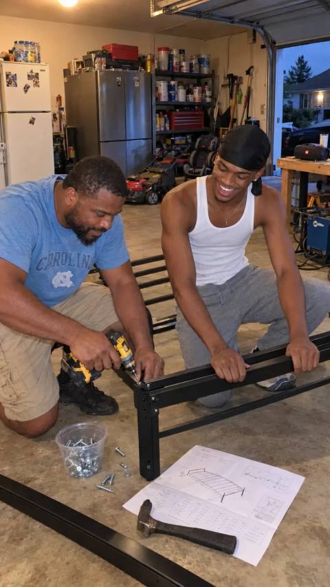 Michael e o pai a construir juntos